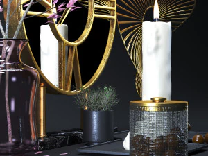 decoration gold set 001 3D Model