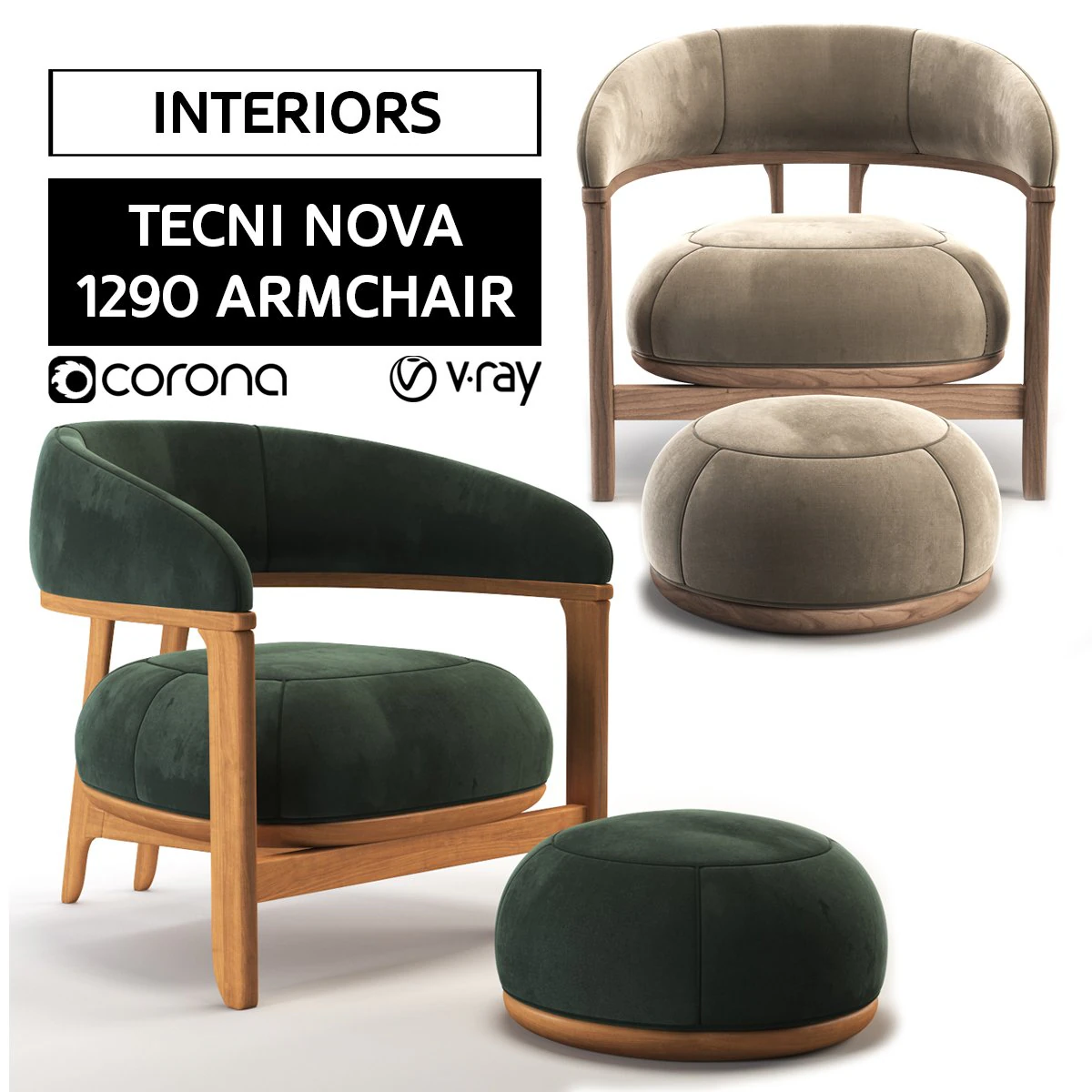tecni nova-1290 armchair 3D Model .c4d .max .obj .3ds .fbx .stl .blend