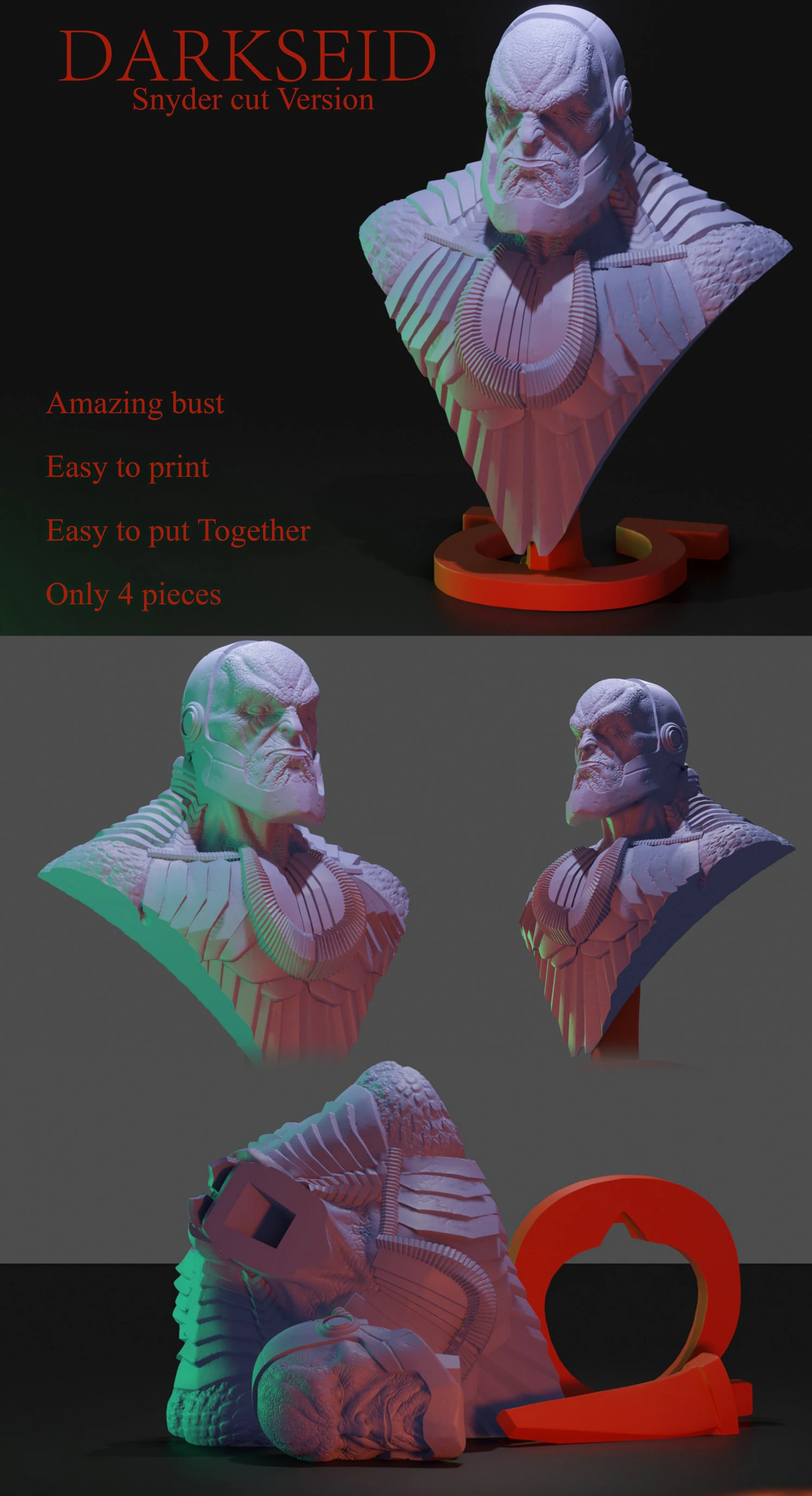 Darkseid bust snyder cut version 3D Print Model .c4d .max .obj .3ds .fbx .stl .blend 