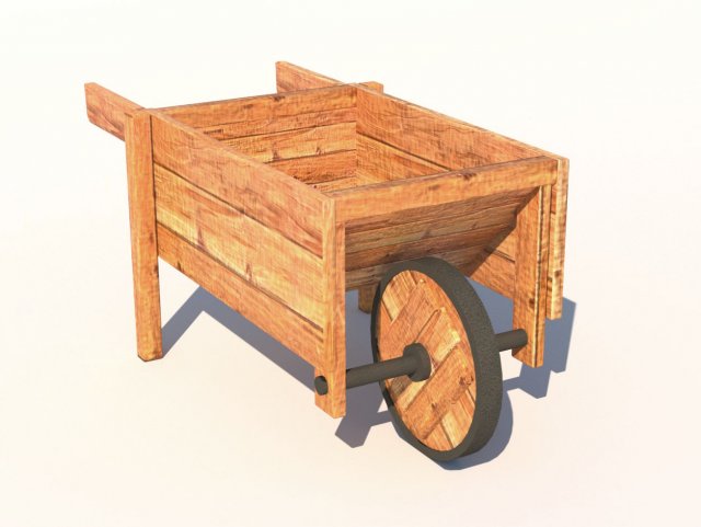 wooden cart low poly 3D-Modell .c4d .max .obj .3ds .fbx .stl .blend 
