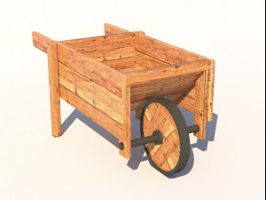 wooden cart low poly 3D 모델