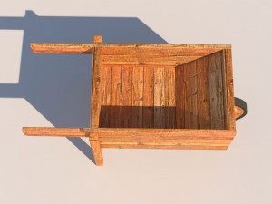 wooden cart low poly 3D-Modell