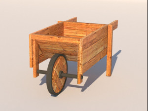 wooden cart low poly 3D-Modell