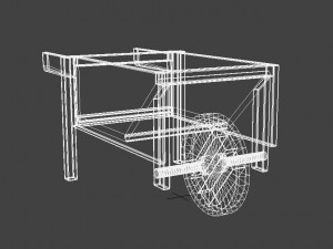 wooden cart low poly 3D-Modell