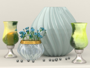 decorative set forget-me-nots 3D 모델