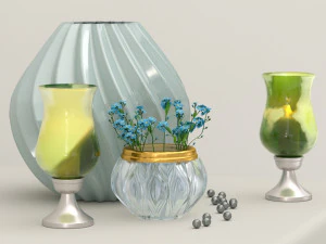 decorative set forget-me-nots 3D Model