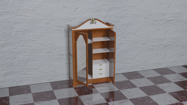 cabinet in old style 3D Модель .c4d .max .obj .3ds .fbx .stl .blend