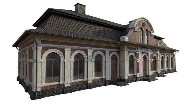 station building 3D Model .c4d .max .obj .3ds .fbx .stl .blend 