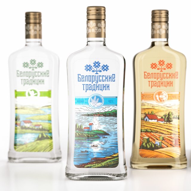belarussian vodka 6 bottles 3D Model .c4d .max .obj .3ds .fbx .stl .blend 