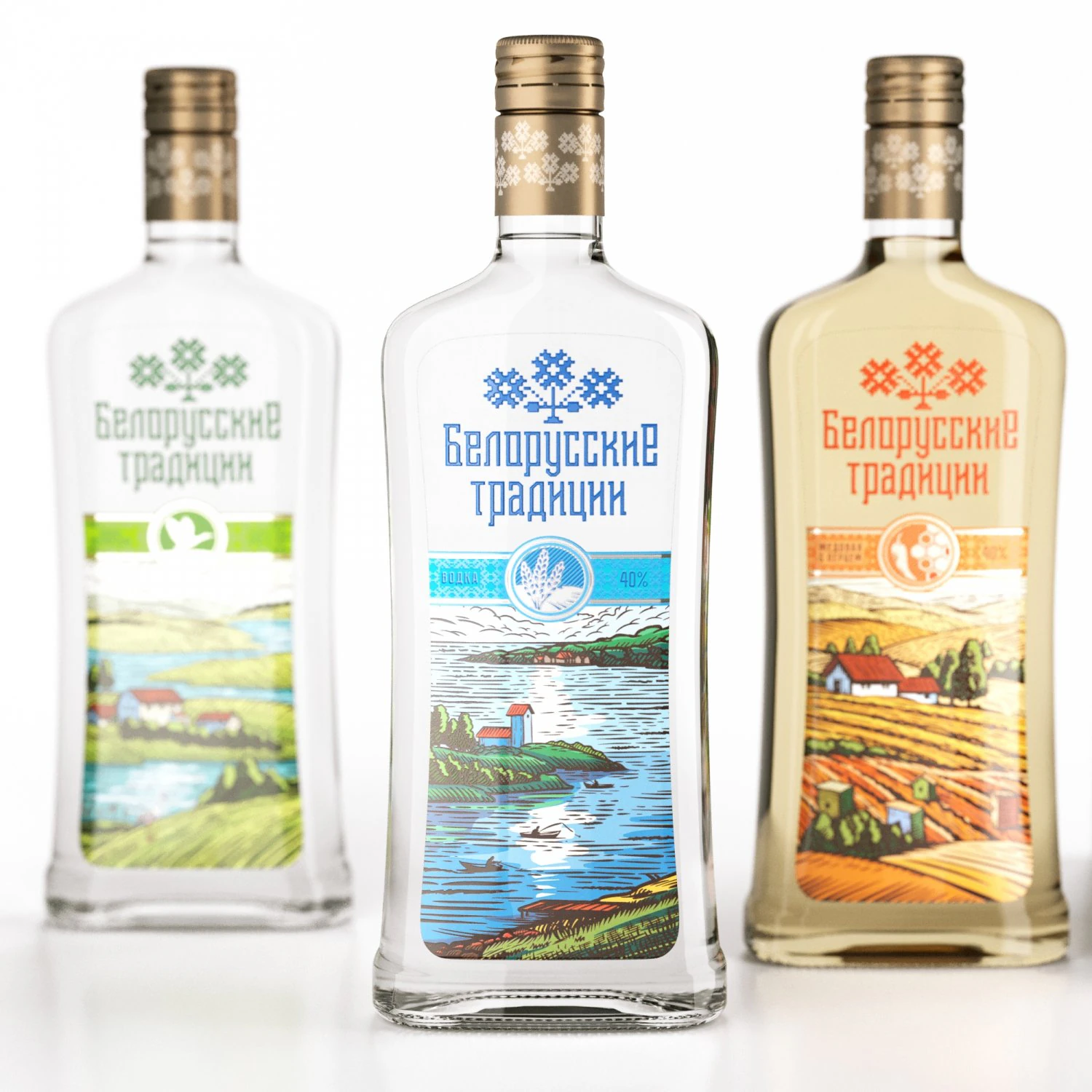 belarussian vodka 6 bottles 3D Model .c4d .max .obj .3ds .fbx .stl .blend