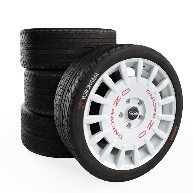 oz rally racing white wheel 3D Model .c4d .max .obj .3ds .fbx .stl .blend 