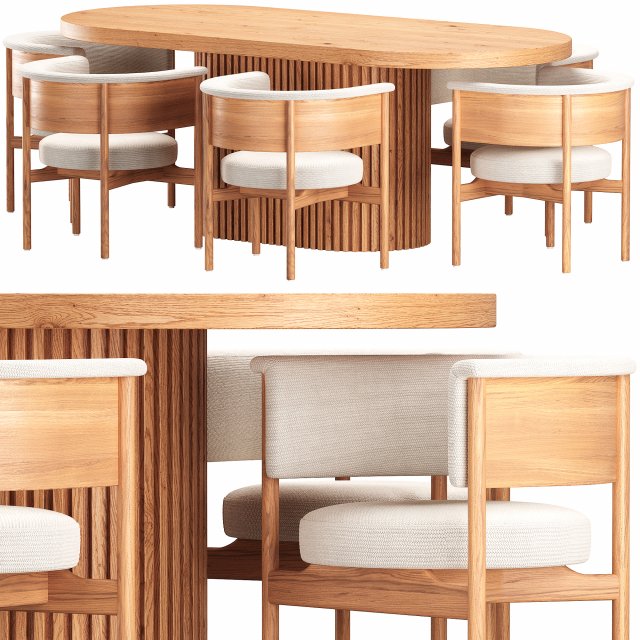 ANANAS Docia Dining Table and Lounge Chair N-CC01 by Karimoku Case Study 3D 模型 .c4d .max .obj .3ds .fbx .stl .blend 
