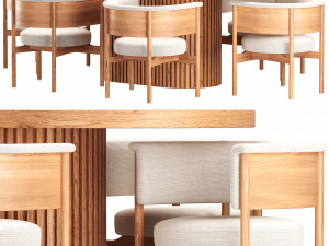 ANANAS Docia Dining Table and Lounge Chair N-CC01 by Karimoku Case Study 3D 모델