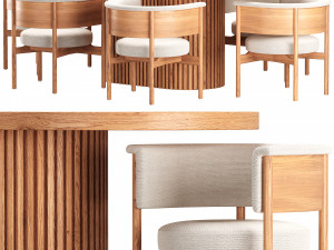 ANANAS Docia Dining Table and Lounge Chair N-CC01 by Karimoku Case Study 3D 模型