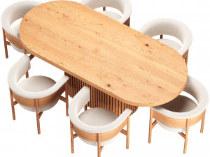 ANANAS Docia Dining Table and Lounge Chair N-CC01 by Karimoku Case Study 3D 模型