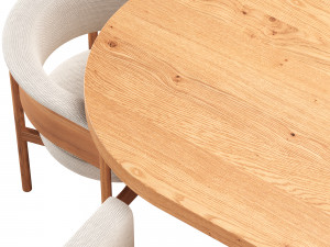 ANANAS Docia Dining Table and Lounge Chair N-CC01 by Karimoku Case Study 3D 模型