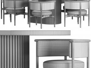 ANANAS Docia Dining Table and Lounge Chair N-CC01 by Karimoku Case Study 3D 模型