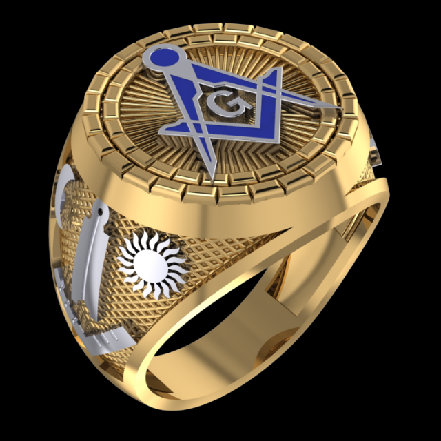 masonic ring03 3D Model .c4d .max .obj .3ds .fbx .stl .blend 