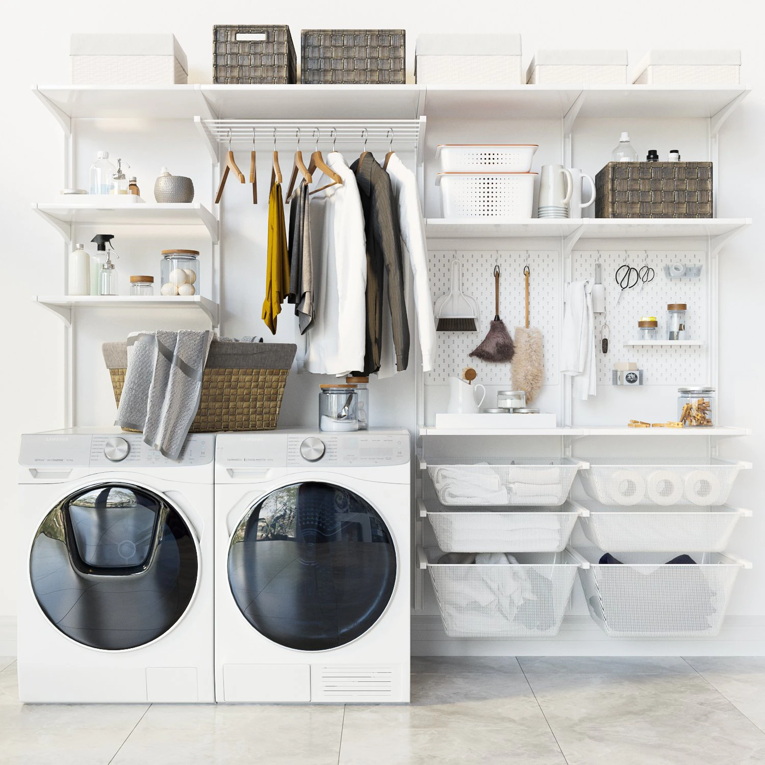 ikea wall module algot 13 washing machine laundry set 3D Model .c4d .max .obj .3ds .fbx .stl .blend