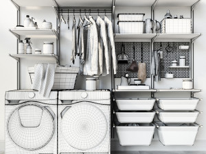 ikea wall module algot 13 washing machine laundry set 3D Модель