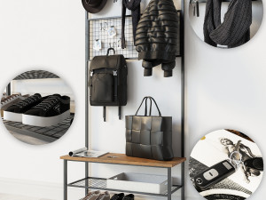 hallway industrial shoe rack bench 3D 模型