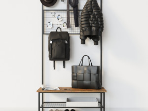 hallway industrial shoe rack bench 3D मॉडल