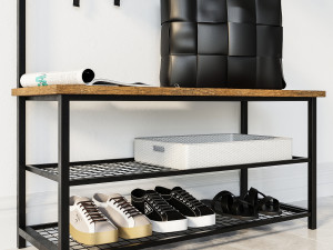 hallway industrial shoe rack bench 3D मॉडल