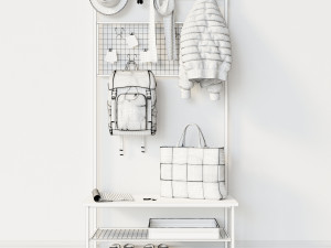 hallway industrial shoe rack bench 3D मॉडल