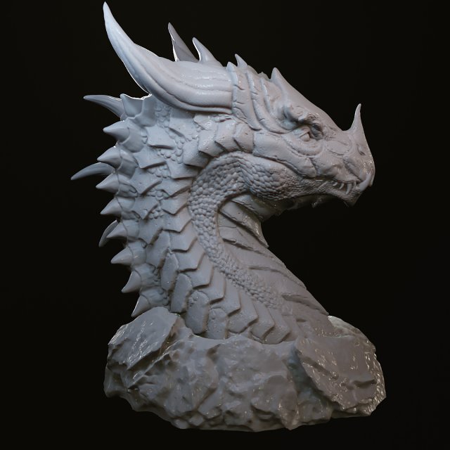 Dragon head in stone 3d print model 100 and 200mm 3D Print Model in  Monsters & Creatures 3DExport