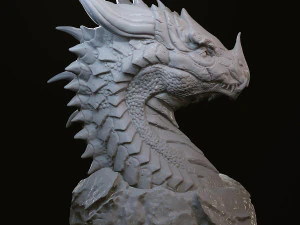 Dragon head in stone 3d print model 100 and 200mm 3D Print Model