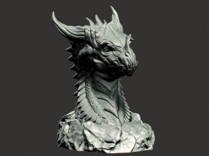 Dragon head in stone 3d print model 100 and 200mm 3D Print Model