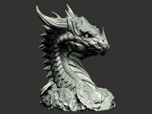 Dragon head in stone 3d print model 100 and 200mm 3D Print Model