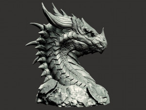 Dragon head in stone 3d print model 100 and 200mm 3D Print Model