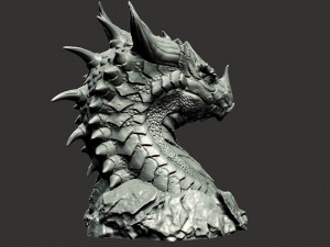 Dragon head in stone 3d print model 100 and 200mm 3D Print Model