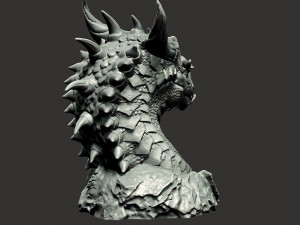 Dragon head in stone 3d print model 100 and 200mm 3D Print Model