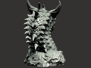 Dragon head in stone 3d print model 100 and 200mm 3D Print Model