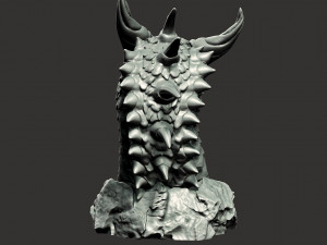 Dragon head in stone 3d print model 100 and 200mm 3D Print Model