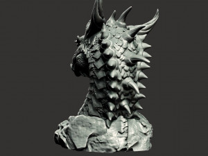 Dragon head in stone 3d print model 100 and 200mm 3D Print Model