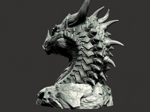 Dragon head in stone 3d print model 100 and 200mm 3D Print Model