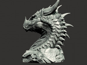 Dragon head in stone 3d print model 100 and 200mm 3D Print Model