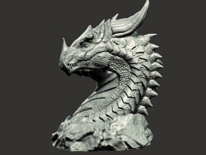 Dragon head in stone 3d print model 100 and 200mm 3D Print Model