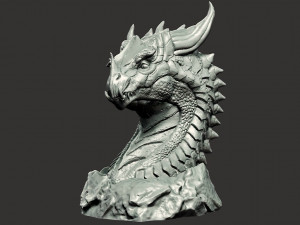 Dragon head in stone 3d print model 100 and 200mm 3D Print Model
