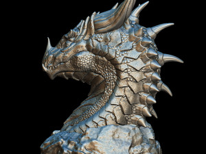 Dragon head in stone 3d print model 100 and 200mm 3D Print Model