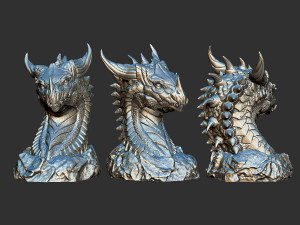 Dragon head in stone 3d print model 100 and 200mm 3D Print Model