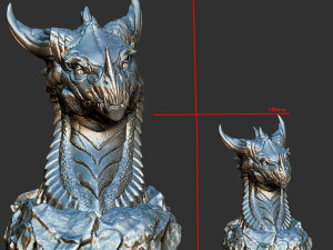 Dragon head in stone 3d print model 100 and 200mm 3D Print Model