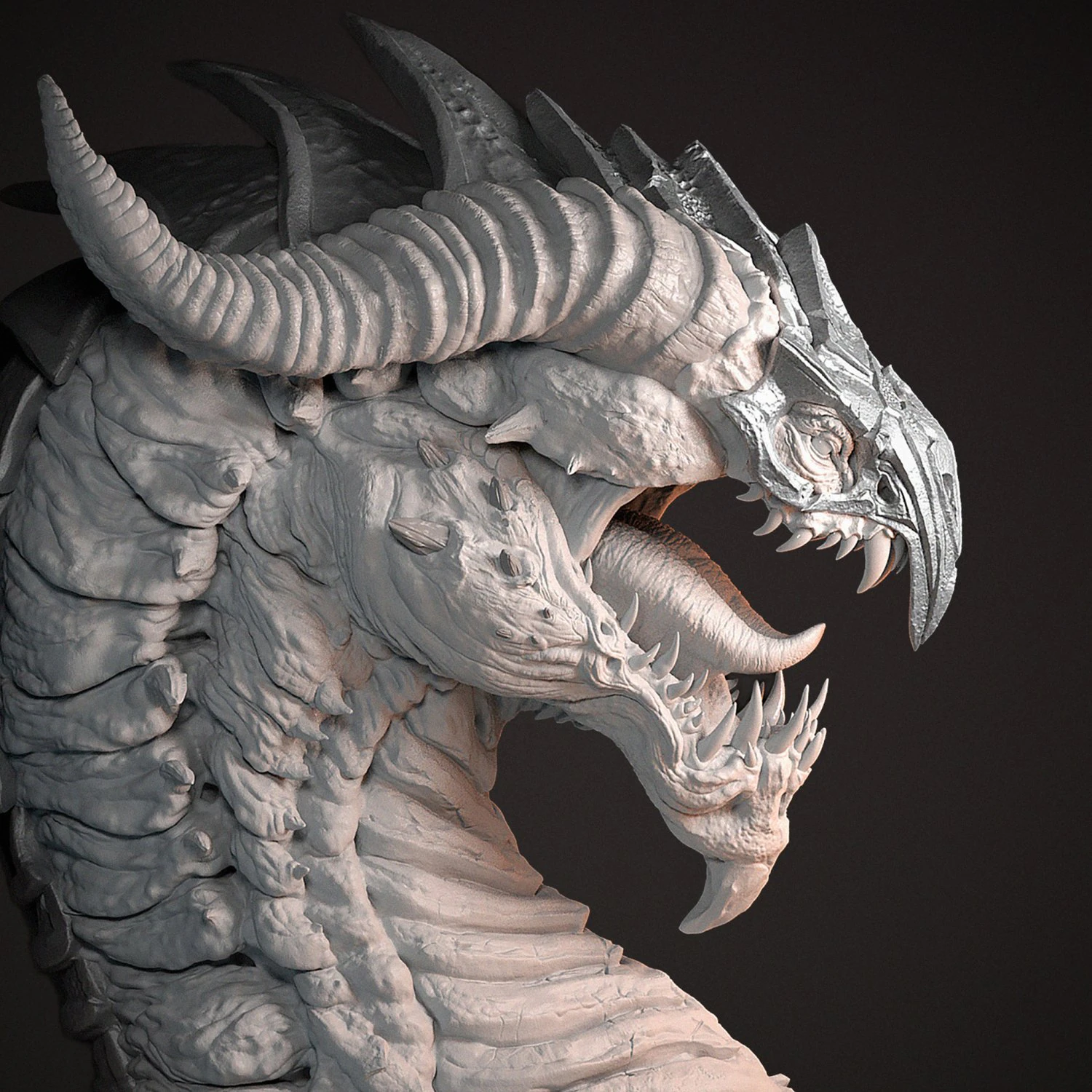 Screaming dragon head 100 150 and 200 mm in height 3D Print Model .c4d .max .obj .3ds .fbx .stl .blend