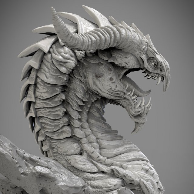 Dragon head in stone 3d print model 100 and 200mm 3D Print Model in  Monsters & Creatures 3DExport