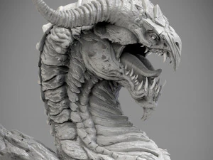 Screaming dragon head 100 150 and 200 mm in height 3D Print Model
