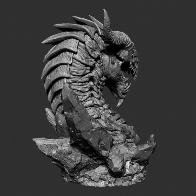 Dragon head in stone 3d print model 100 and 200mm 3D Print Model in  Monsters & Creatures 3DExport