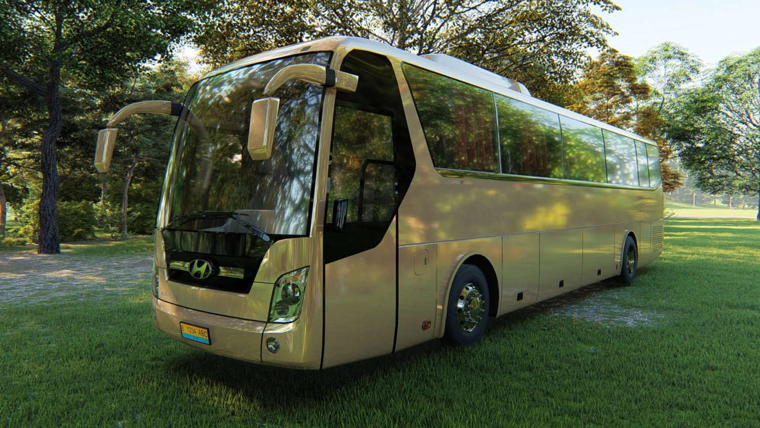 hyundai universe xpress noble bus 2007 3D Model .c4d .max .obj .3ds .fbx .stl .blend